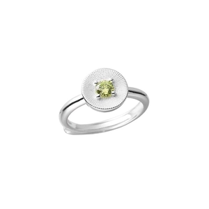 Bague ajustable en argent S925 avec zircon vert et design à texture rayonnante