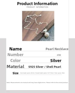 Macro shot of 10mm round shell pearl pendant on an S925 sterling silver chain