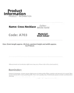 Spécifications détaillées de la taille du collier croix en argent S925 fini platine