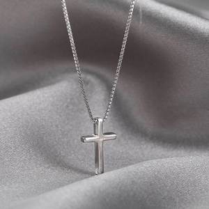 Collier Pendentif Croix en Argent Sterling 925 Minimaliste pour Femme Chaîne Vénitienne Polie Ras du Cou Élégant Bijoux