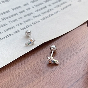 S925 sterling silver cross screw back earrings featuring colorful zircon stones inlay
