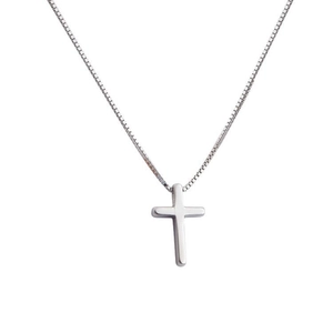 Collier avec pendentif croix en argent sterling S925 et chaîne vénitienne pour femme