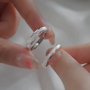 S925 Sterling Silver Galaxy Couple Ring Frosted Sandblasted Open Adjustable Band Light Luxury Matching Rings For Women Men Jewelry Gift