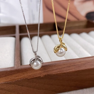 Elegant S925 Sterling Silver Shell Artificial Pearl Pendant Necklace Minimalist Box Chain Light Luxury Jewelry For Women Anniversary Gift