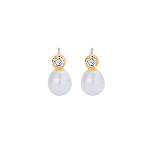 Élégantes boucles d'oreilles en argent S925 avec zircons ronds et perles d'eau douce