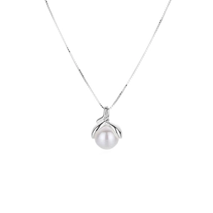Minimalist S925 sterling silver necklace with elegant white pearl pendant for women