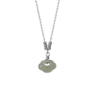 Élégant collier en argent sterling S925 avec pendentif en jade vert en forme de petit nuage
