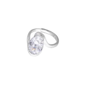 Bague ajustable en argent S925 avec zircon ovale aurora et finition mate chic