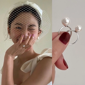 Élégante Bague Ouverte en Argent Sterling S925 Avec Künstliche Perle d'Imitation pour Femme Ajustable Minimaliste Bijou Français
