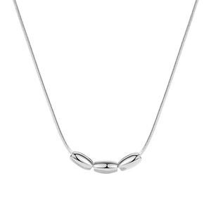 Minimalist S925 silver snake chain necklace with three sleek curved pendant tubes