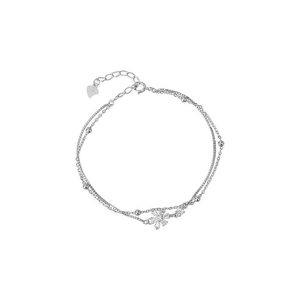 Double-layered S925 sterling silver cherry blossom bracelet with zircon flowers