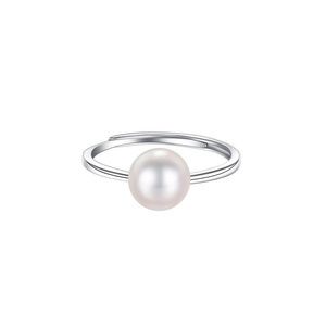 Bague ouverte élégante en argent sterling S925 avec une perle d'imitation blanche