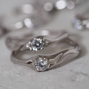 925 Sterling Silver Irregular Wave Ring Zirconia Minimalist Liquid Metal Style Adjustable Open Finger Ring For Women Jewelry
