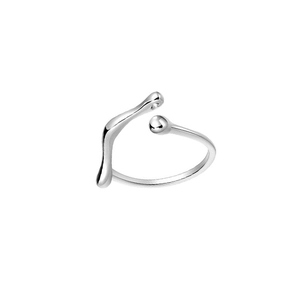 Minimalist S925 sterling silver open ring featuring irregular geometric sphere design