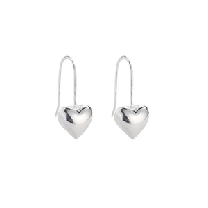 Eleganti orecchini a cuore in argento sterling S925 con finitura lucida a specchio