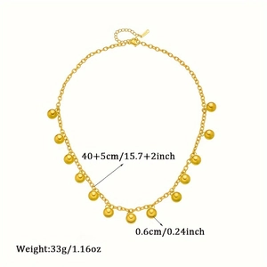 Detail view of 0.6cm gold-plated beads on a 40+5cm punk style titanium steel chain