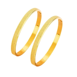 Elegant gold frosted stainless steel bangle bracelet set with a minimalist sandblasted finish