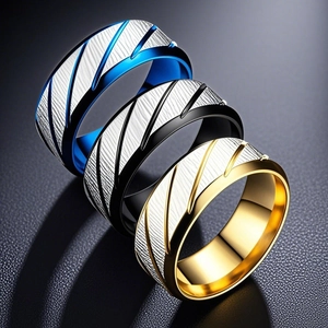 Herren Titanstahl Ring Diagonal Strukturiert Gebürsteter Bandring Kaltem Stil Einfacher Edelstahl Fingerring Modeschmuck