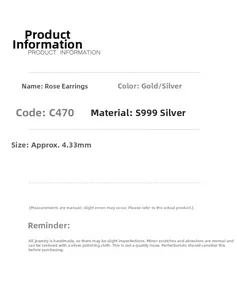 Spécifications détaillées des boucles d'oreilles rose en argent S999 or et argent