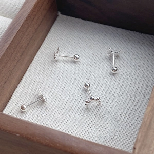 S925 sterling silver mini croissant screw back studs in four assorted minimalist designs