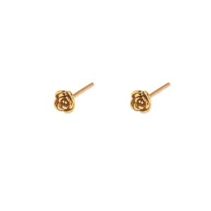 Boucles d'oreilles clous roses en argent sterling S999 plaqué or pour femme