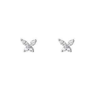 Élégantes boucles d'oreilles papillon en argent S999 avec des pierres en zircone étincelantes