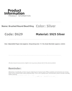 Specifications for S925 sterling silver brushed bead ring with adjustable open design