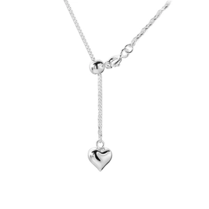 Minimalist S925 sterling silver long Y-shape necklace with adjustable heart pendant