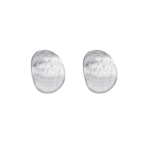Boucles d'oreilles en argent S999 avec texture métallique brossée et design ovale organique