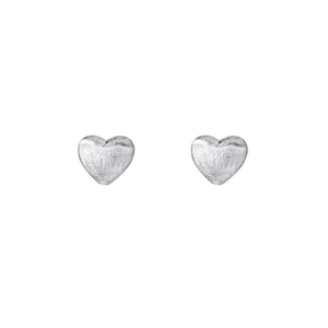 Boucles d'oreilles cœur en argent massif S999 avec une finition métallique brossée mate