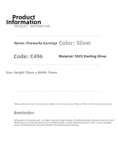 Detailed technical specifications for S925 sterling silver firework stud earrings
