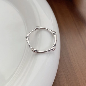 Irregular textured S925 sterling silver open ring with bionic bone-like structure