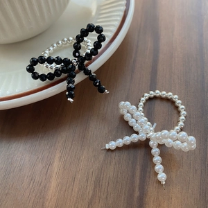 S925 sterling silver beaded rings with black crystal and pearl butterfly design