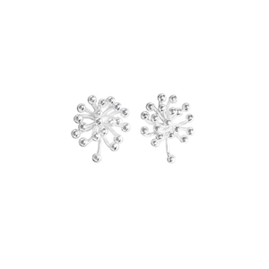 Minimalist S925 sterling silver firework stud earrings with a radiant dandelion design