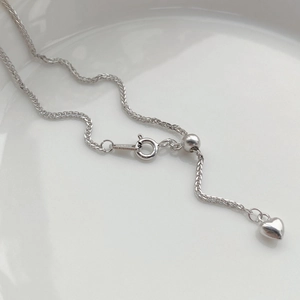 Gepolijste S925 sterling zilveren hart hanger ketting met elegante Chopin ketting