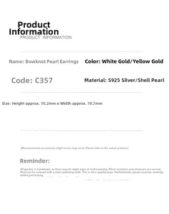 Specifications of S925 silver bow pearl earrings in platinum and gold plating