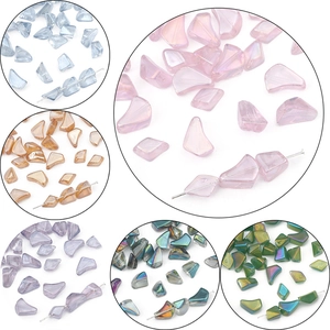 Macro detail of multi-colored irregular glass beads for DIY jewelry making and craft design