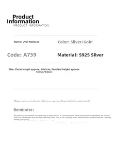 Detaillierte Größentabelle und Materialangaben für ovale S925 Silber Halskette