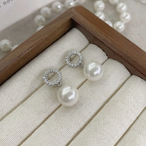 Élégantes Boucles d'Oreilles Pendantes en Argent 925 Avec Anneau en Zircone et Strass pour Femmes Bijoux de Mariage Fête
