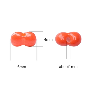 Bright orange 6x4mm peanut shaped glass beads for DIY jewelry making and beadwork projects