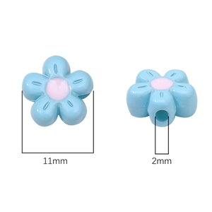 DIY 11mm light blue acrylic flower beads with 2mm hole for handmade jewelry making