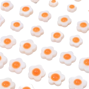 Poached egg style natural shell flower charms for DIY jewelry and accessory making