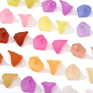 Macro shot of colorful frosted acrylic calla lily beads for DIY jewelry making