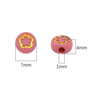 7x4mm pink acrylic moon star flat beads with gold flower for DIY jewelry making