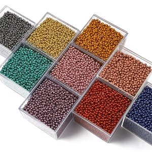 Premium multi-color glass seed beads set in organizer box for DIY jewelry making
