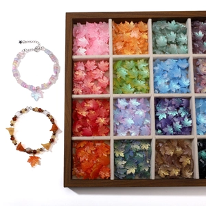 DIY colorful maple leaf glass beads for handmade jewelry making necklaces and bracelets