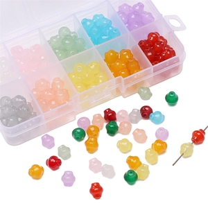 Kit perles en verre 8mm DIY avec boîte de rangement 10 grilles pour bijoux faits main