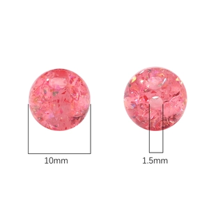 Pink 10mm resin opal beads with glitter for DIY jewelry making and handmade bracelets