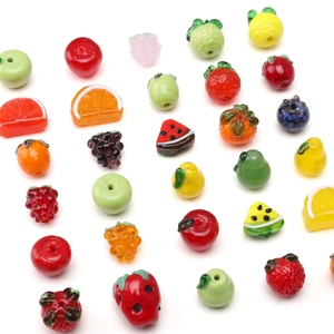 Γυάλινες Χάντρες Lampwork σε Σχήμα Φρούτων Για Χειροποίητα DIY Βραχιόλια Κολιέ Κατασκευή Κοσμημάτων Φράουλα Μήλο Σταφύλι Καρπούζι