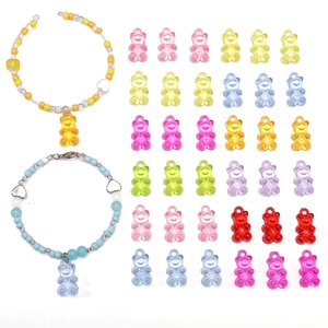 DIY jewelry kit with colorful acrylic bear pendants and beaded bracelets set